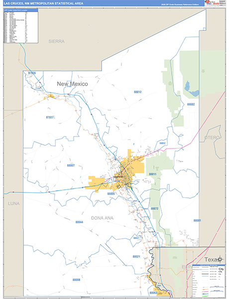 Las Cruces Metro Area Wall Map
